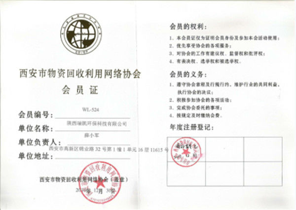 Member of Xi'an Material Utilization Network Association